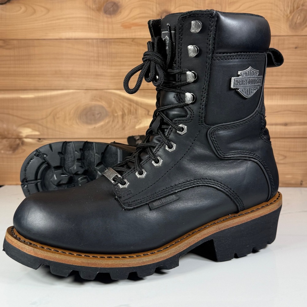 Harley Davidson Tyson Black Leather Riding Boots D95188 Mens Size 11.5 M Biker